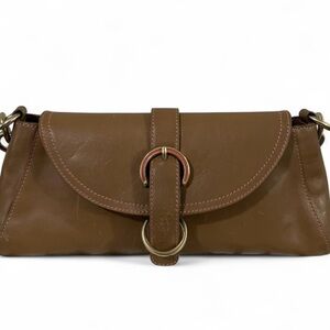 Furla Brown Leather Shoulder Bag Small Gold Hardware Y2K‎ Italian Classic Chic